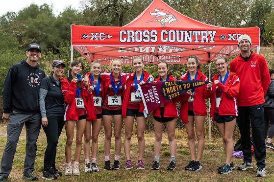Varsity Girls team with championship banner - Photo by Michael Lucid