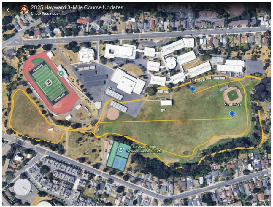 Cross country course map at Hayward High School.